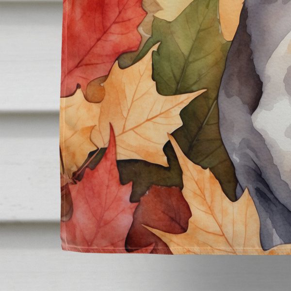 Cornish Rex Cat in Fall Leaves House Flag Supply - Image 4