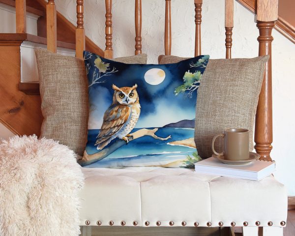 Owl Perched in Coastal Tree Throw Pillow Supply - Image 3