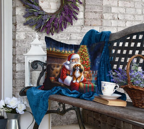 Tibetan Spaniel and Santa Claus Throw Pillow For Cheap - Image 4