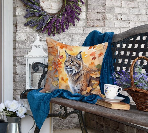 Highlander Lynx Cat in Fall Leaves Throw Pillow Online now - Image 4