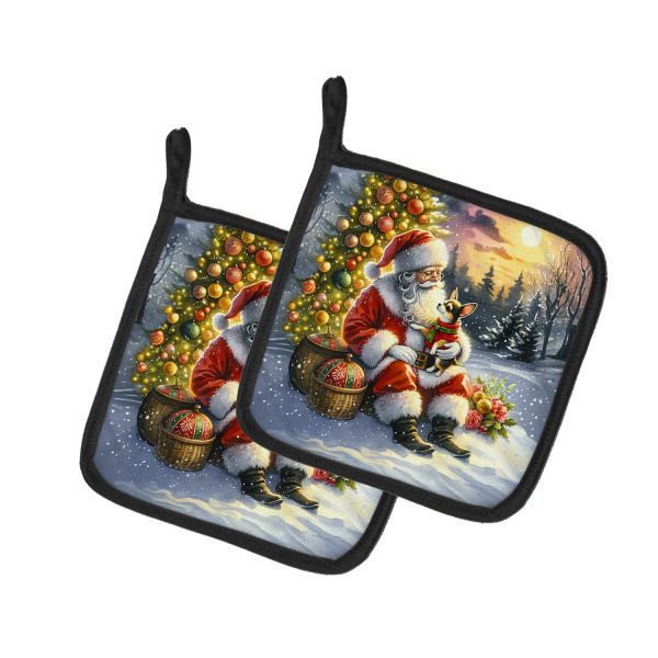 Chihuahua and Santa Claus Pair of Pot Holders Online Sale