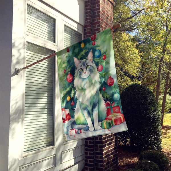 Oriental Longhair Cat By the Christmas Tree House Flag Hot on Sale - Image 2