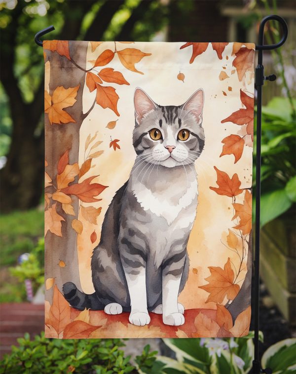 American Wirehair Fall Garden Flag - Cat in Fall Leaves - Cat-Themed Seasonal Yard Decor on Sale - Image 3