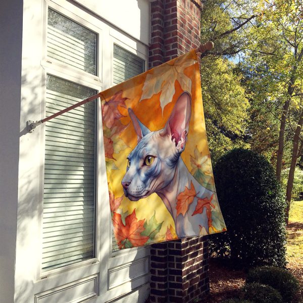 Donskoy Don Sphynx Cat in Fall Leaves House Flag Hot on Sale - Image 2