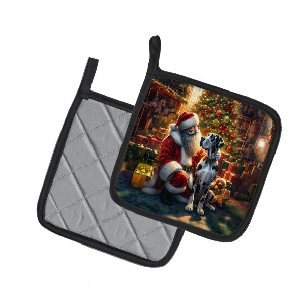 Great Dane and Santa Claus Pair of Pot Holders Hot on Sale - Image 2