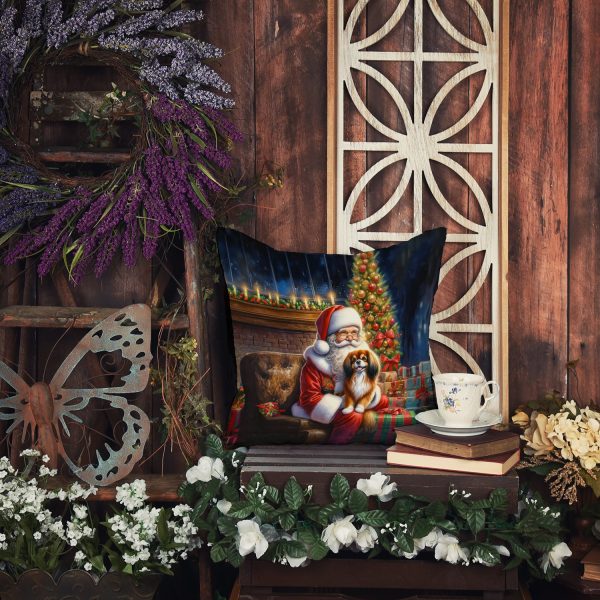 Tibetan Spaniel and Santa Claus Throw Pillow For Cheap - Image 5