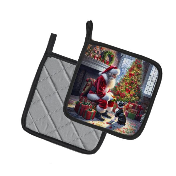 Boston Terrier and Santa Claus Pair of Pot Holders on Sale - Image 2