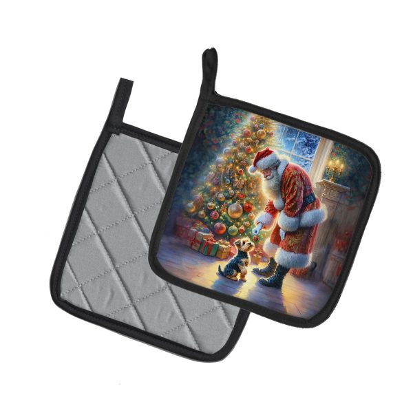 Australian Terrier and Santa Claus Pair of Pot Holders For Discount - Image 2