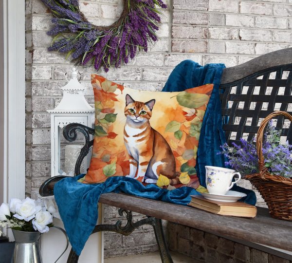 Malayan Cat in Fall Leaves Throw Pillow Online - Image 4