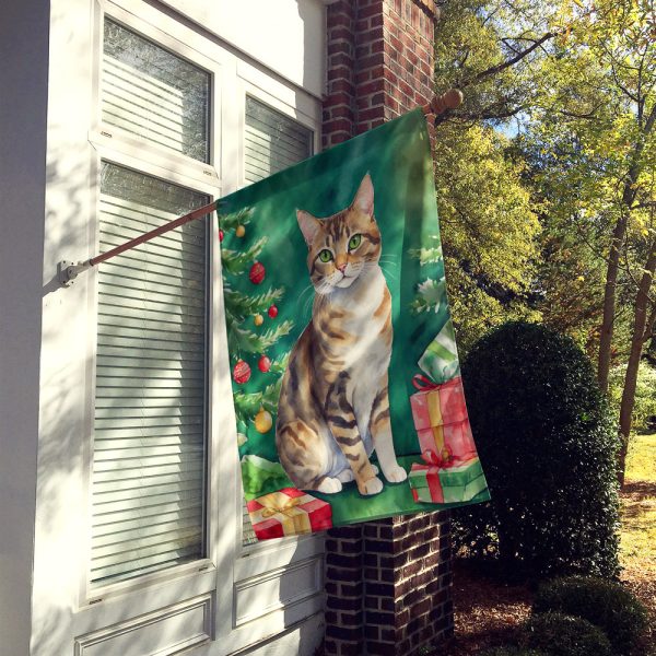 California Spangled Cat By the Christmas Tree House Flag Sale - Image 2