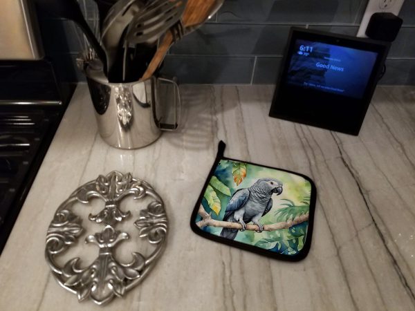 African Grey Parrot Pair of Pot Holders Discount - Image 3