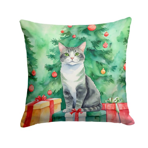 Ural Rex Cat By the Christmas Tree Throw Pillow For Sale