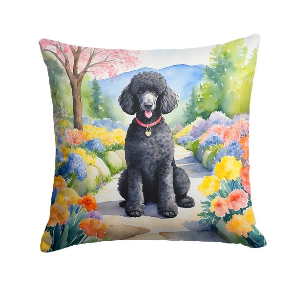 Black Poodle Spring Path Throw Pillow Online Hot Sale