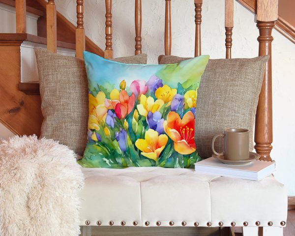 Freesias in Watercolor Throw Pillow Online Sale - Image 3