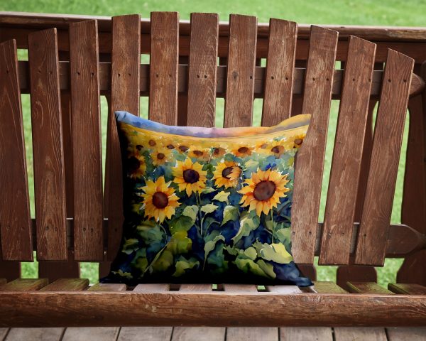 Sunflowers in Watercolor Throw Pillow For Cheap - Image 2