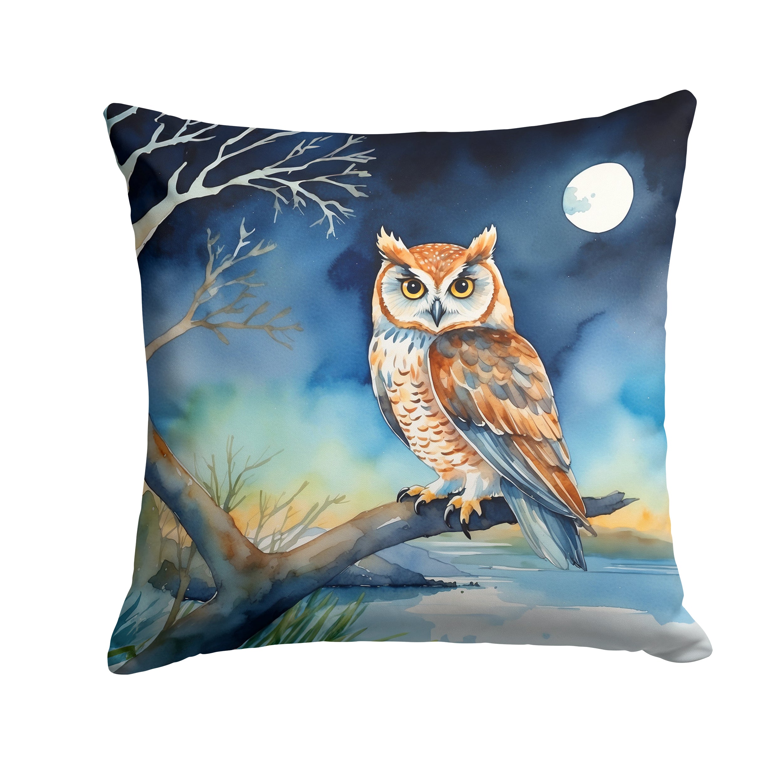 Owl Perched in Coastal Tree Throw Pillow For Discount