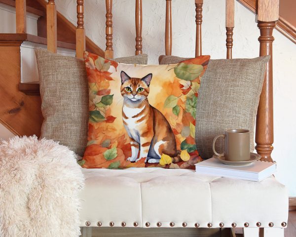 Malayan Cat in Fall Leaves Throw Pillow Online - Image 3
