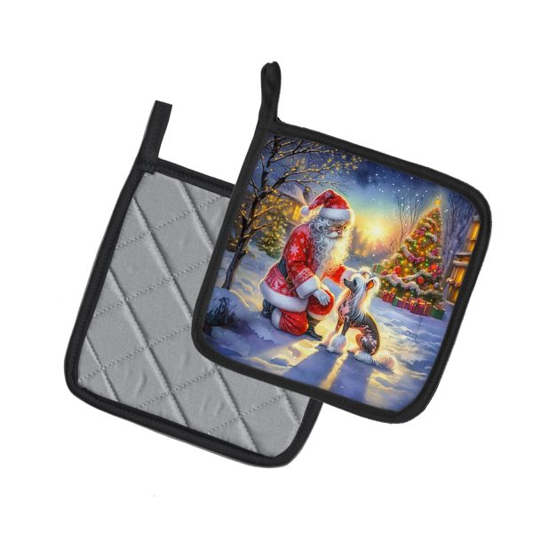 Chinese Crested and Santa Claus Pair of Pot Holders on Sale - Image 2