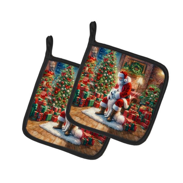 Samoyed and Santa Claus Pair of Pot Holders Discount