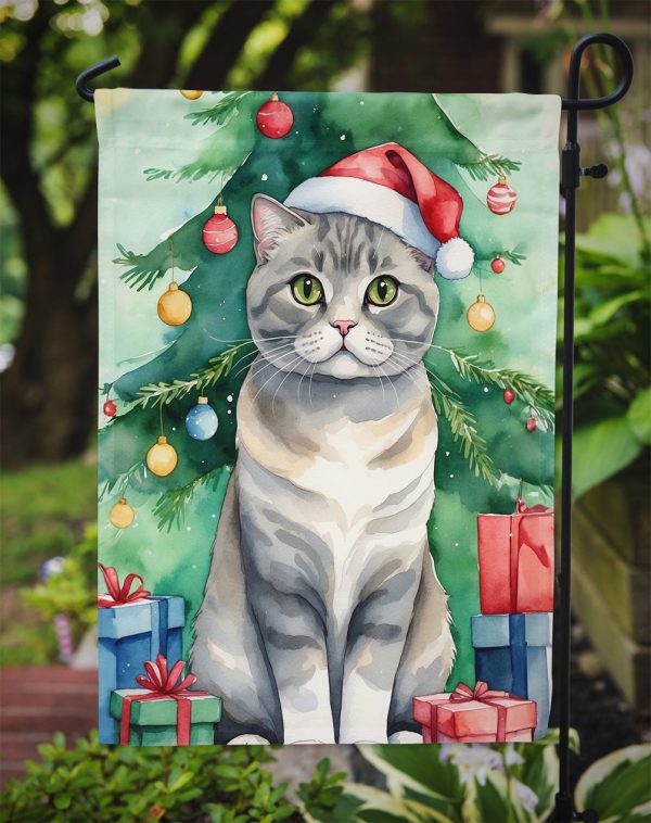 Scottish Fold Christmas Garden Flag - Cat by the Christmas Tree - Cat-Themed Holiday Yard Decor Cheap - Image 3