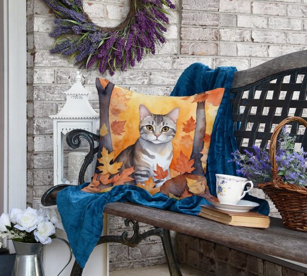 European Shorthair Cat in Fall Leaves Throw Pillow Online Hot Sale - Image 4