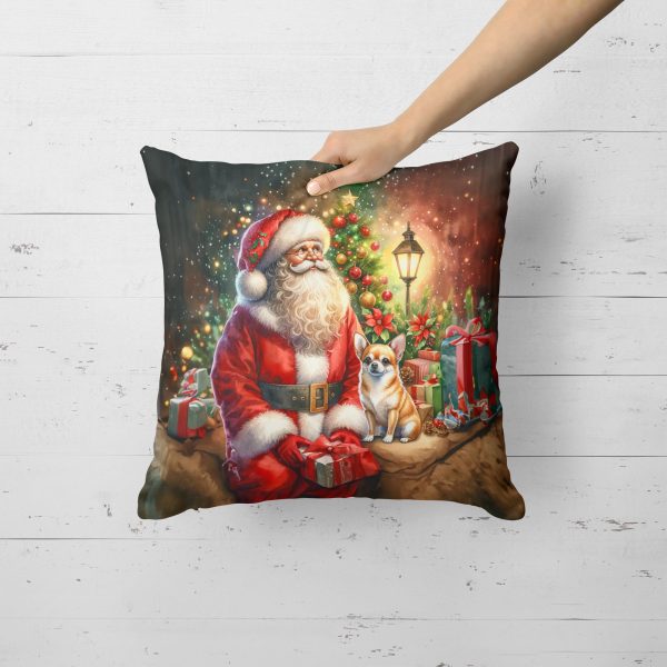 Chihuahua and Santa Claus Throw Pillow Hot on Sale - Image 2