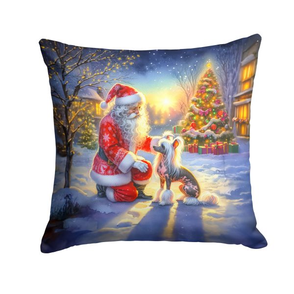 Chinese Crested and Santa Claus Throw Pillow Discount