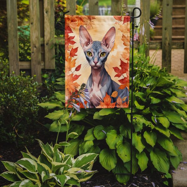 Peterbald Fall Garden Flag - Cat in Fall Leaves - Cat-Themed Seasonal Yard Decor For Cheap - Image 2
