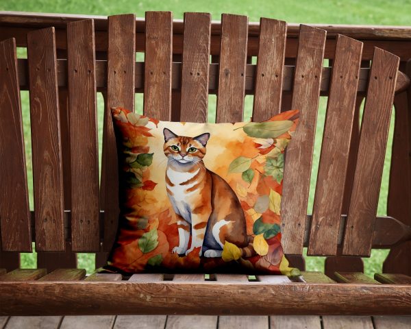 Malayan Cat in Fall Leaves Throw Pillow Online - Image 2