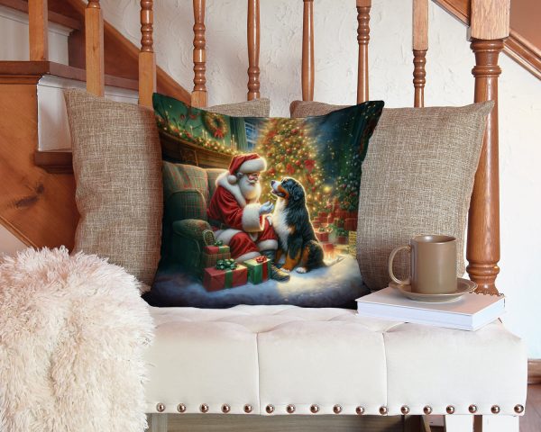 Bernese Mountain Dog and Santa Claus Throw Pillow For Sale - Image 3