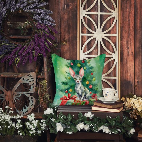 Cornish Rex Cat By the Christmas Tree Throw Pillow Online - Image 5