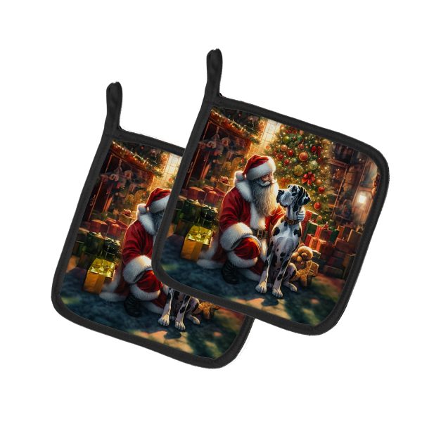Great Dane and Santa Claus Pair of Pot Holders Hot on Sale