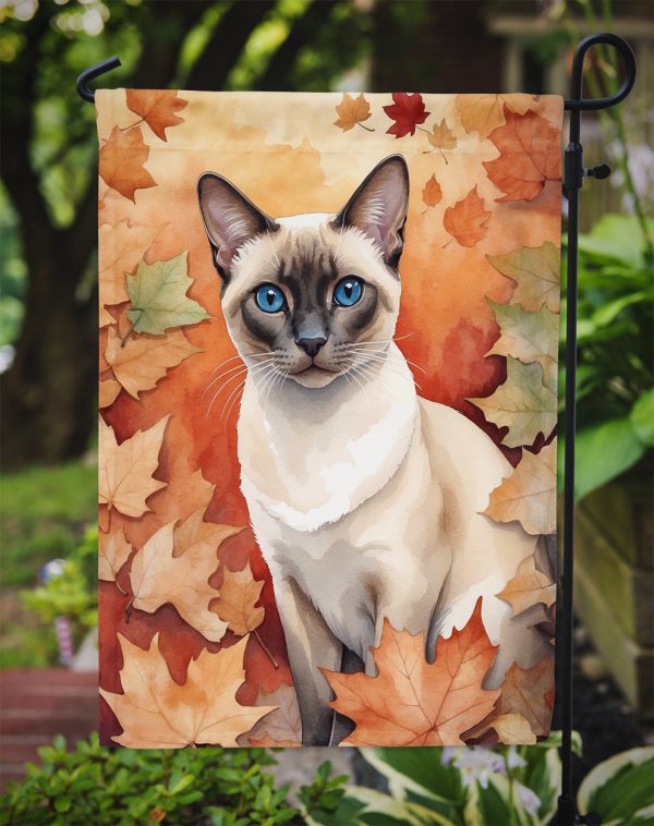 Colorpoint Shorthair Fall Garden Flag - Cat in Fall Leaves - Cat-Themed Seasonal Yard Decor Online now - Image 3