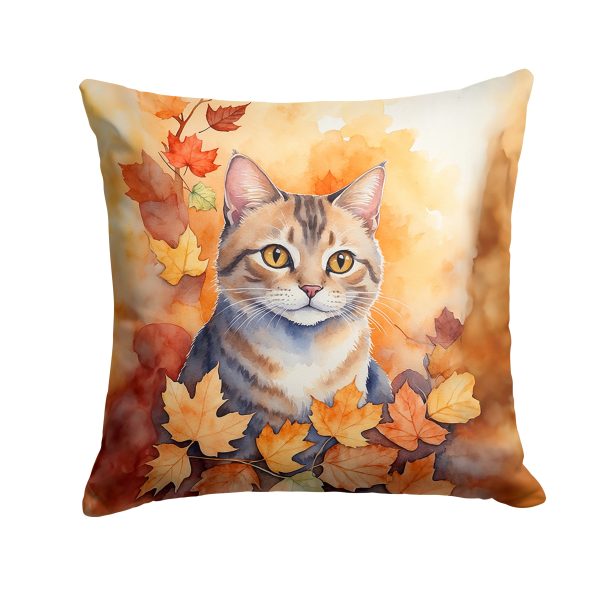 Raas Cat in Fall Leaves Throw Pillow Sale