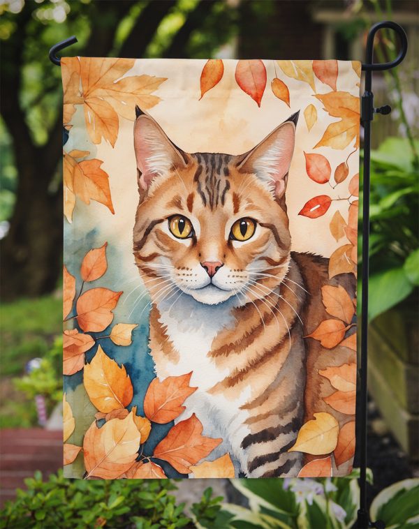 Aegean Fall Garden Flag - Cat in Fall Leaves - Cat-Themed Seasonal Yard Decor Sale - Image 3