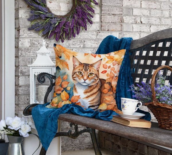 Aegean Cat in Fall Leaves Throw Pillow Hot on Sale - Image 4