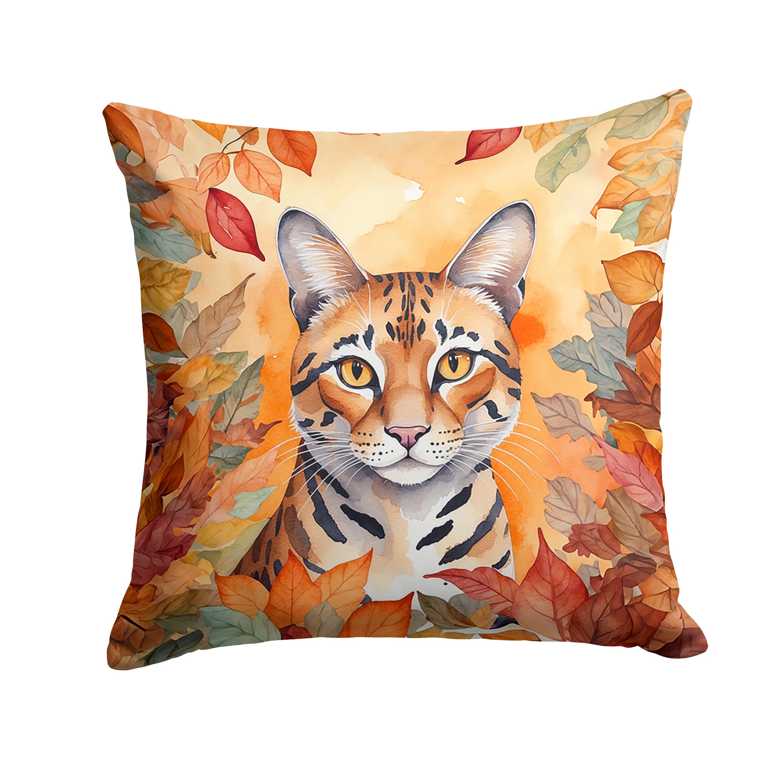 Safari Cat in Fall Leaves Throw Pillow Supply