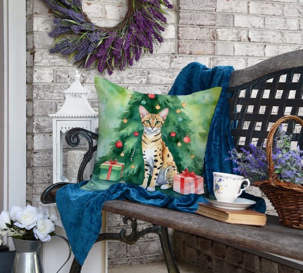 Savannah Cat By the Christmas Tree Throw Pillow Online Sale - Image 5