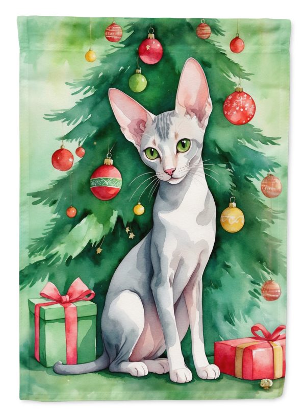 Oriental Shorthair Cat By the Christmas Tree House Flag Online
