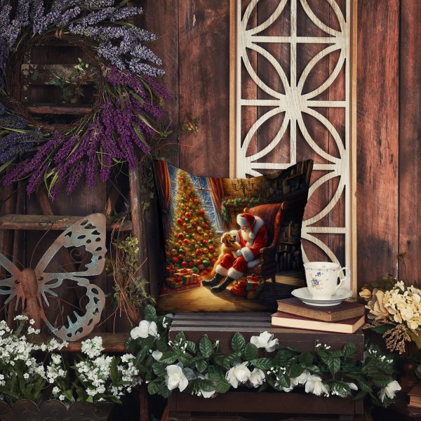 Golden Retriever and Santa Claus Throw Pillow Hot on Sale - Image 5