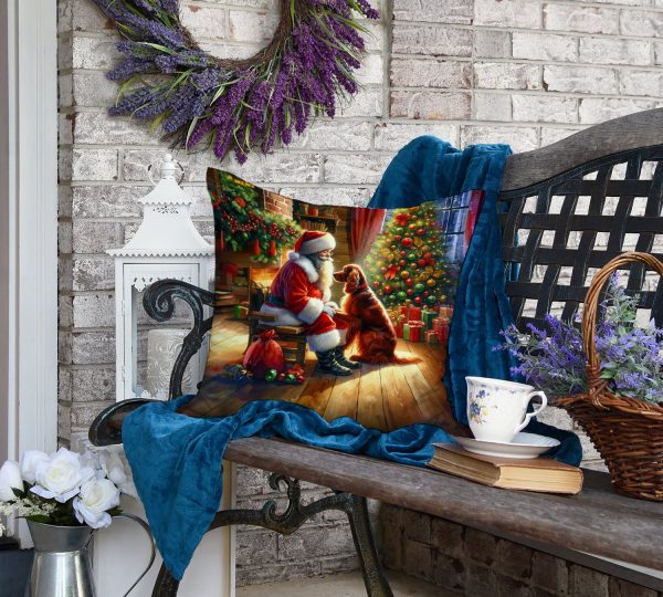 Irish Setter and Santa Claus Throw Pillow For Discount - Image 4