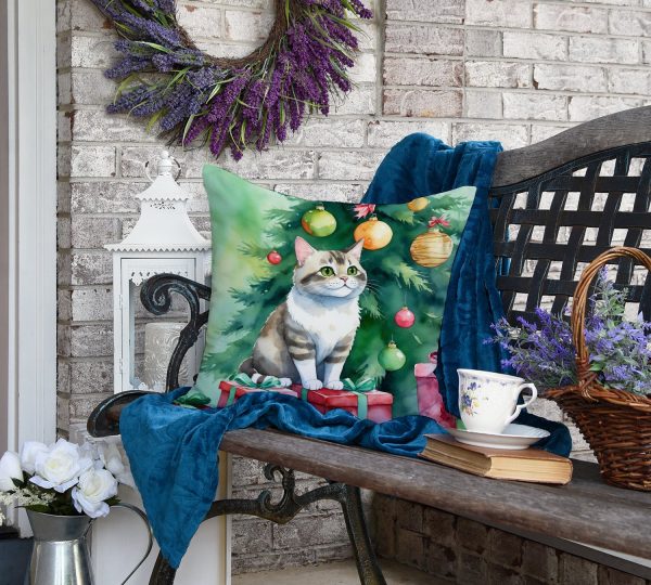 Li Hua Cat By the Christmas Tree Throw Pillow Online - Image 5