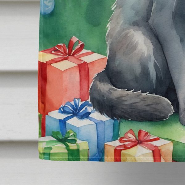 Lykoi Cat By the Christmas Tree House Flag Online now - Image 4