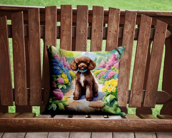Chocolate Poodle Spring Path Throw Pillow Online - Image 2