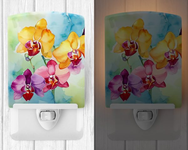 Orchids in Watercolor Ceramic Night Light Online Hot Sale - Image 2