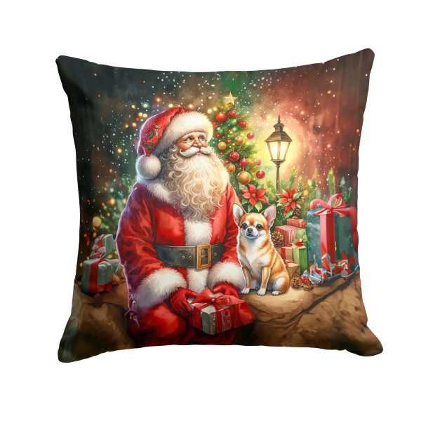 Chihuahua and Santa Claus Throw Pillow Hot on Sale