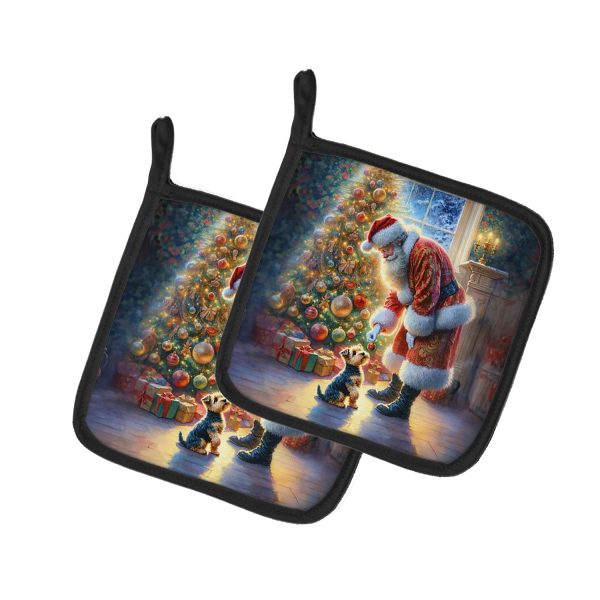 Australian Terrier and Santa Claus Pair of Pot Holders For Discount