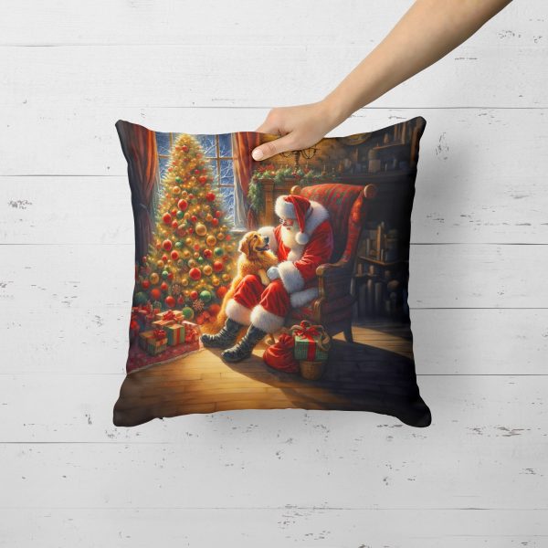 Golden Retriever and Santa Claus Throw Pillow Hot on Sale - Image 2