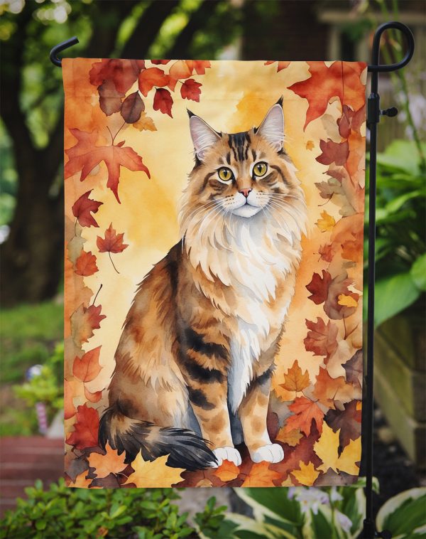 Cymric Fall Garden Flag - Cat in Fall Leaves - Cat-Themed Seasonal Yard Decor Online now - Image 3