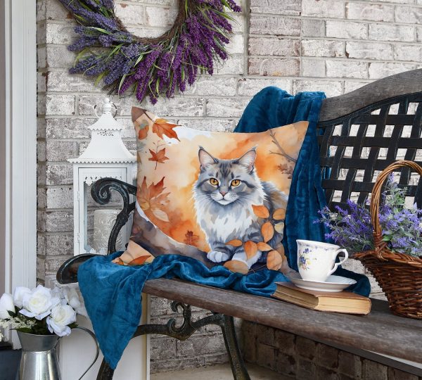 Australian Mist Cat in Fall Leaves Throw Pillow For Sale - Image 4